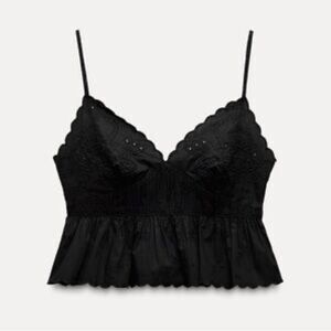 Zara Black Lace Trim Tank Top